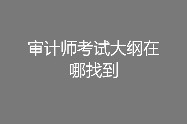 审计师考试大纲在哪找到