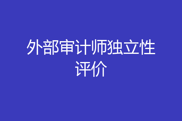 外部审计师独立性评价