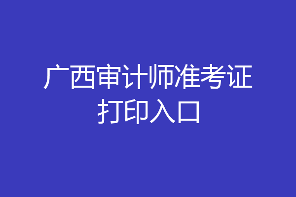 广西审计师准考证打印入口