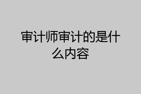 审计师审计的是什么内容