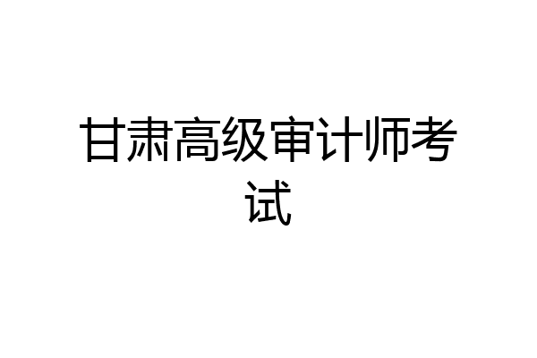 甘肃高级审计师考试