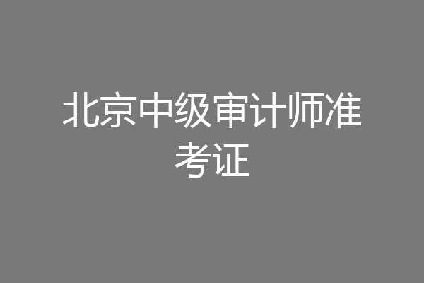 北京中级审计师准考证