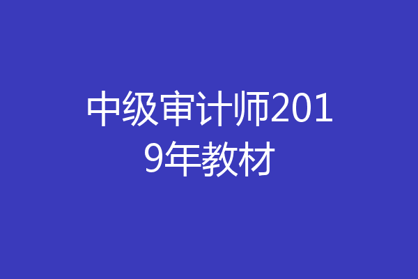 中级审计师2019年教材