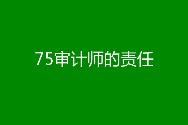 75审计师的责任