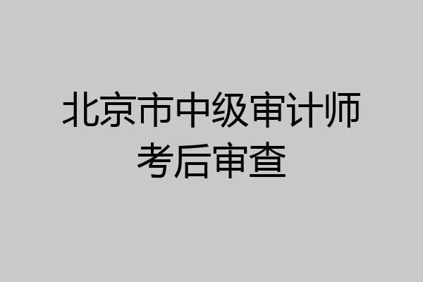 北京市中级审计师考后审查