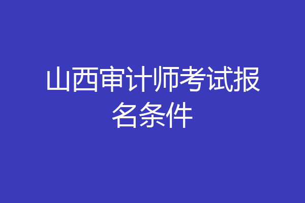 山西审计师考试报名条件