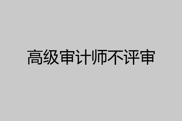 高级审计师不评审