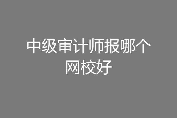 中级审计师报哪个网校好