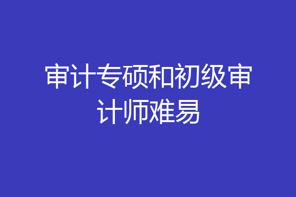 审计专硕和初级审计师难易