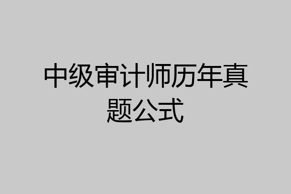 中级审计师历年真题公式