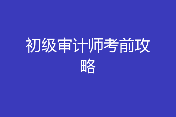 初级审计师考前攻略