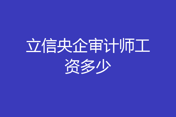 立信央企审计师工资多少