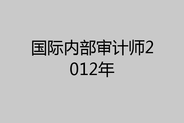 国际内部审计师2012年