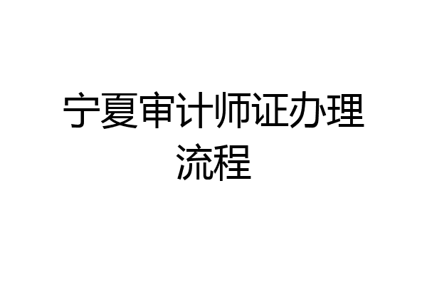 宁夏审计师证办理流程