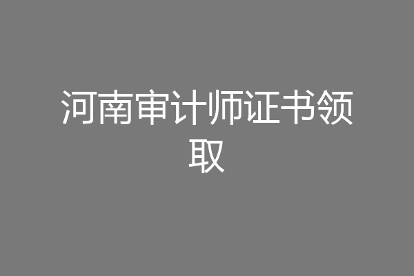 河南审计师证书领取
