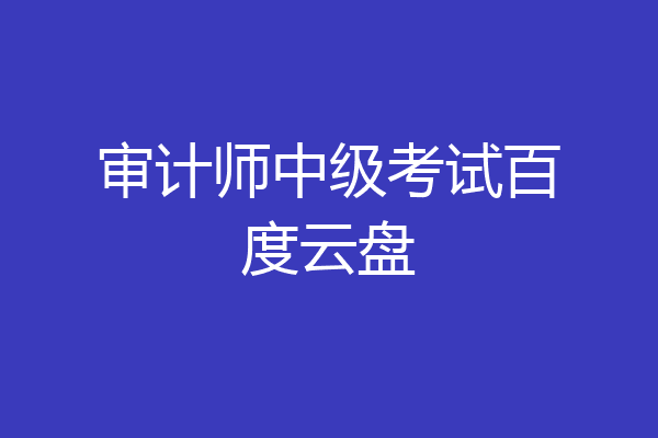 审计师中级考试百度云盘