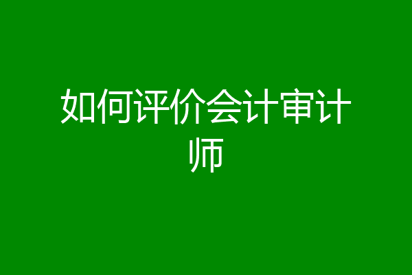 如何评价会计审计师
