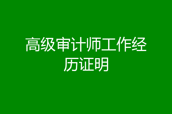 高级审计师工作经历证明