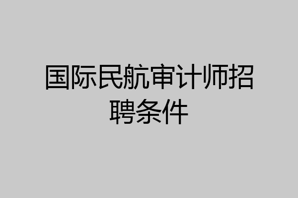 国际民航审计师招聘条件