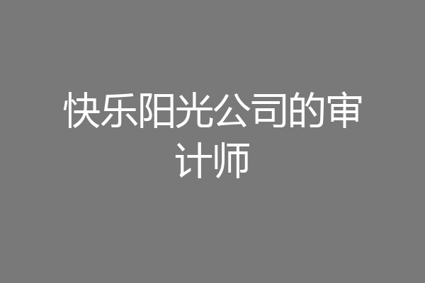 快乐阳光公司的审计师