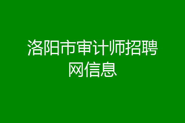 洛阳市审计师招聘网信息