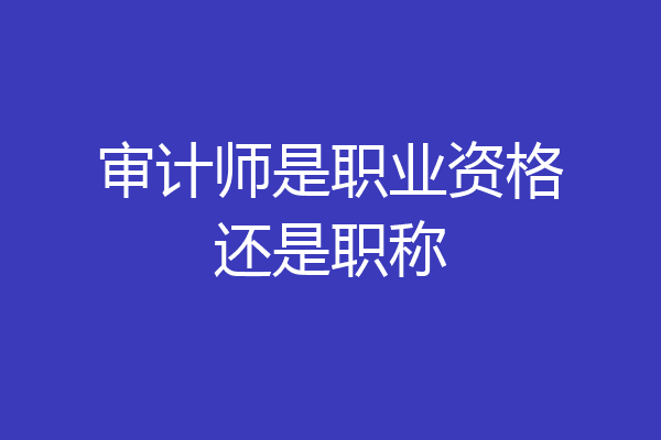 审计师是职业资格还是职称