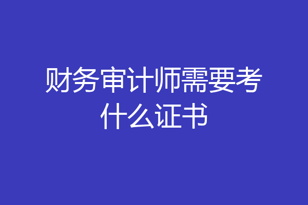 财务审计师需要考什么证书