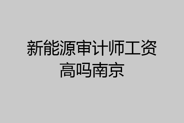 新能源审计师工资高吗南京
