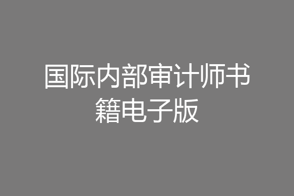 国际内部审计师书籍电子版