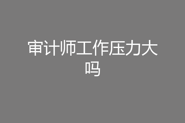 审计师工作压力大吗