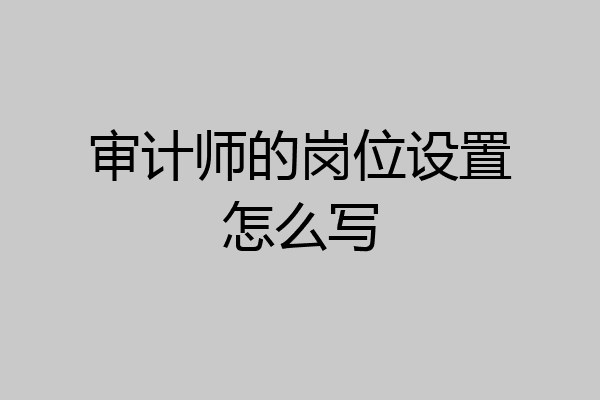 审计师的岗位设置怎么写