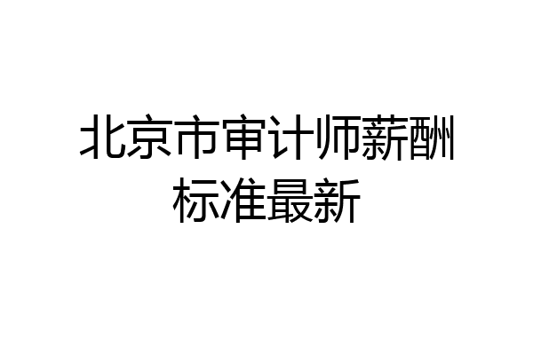 北京市审计师薪酬标准最新