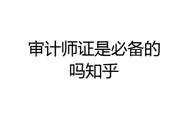 审计师证是必备的吗知乎