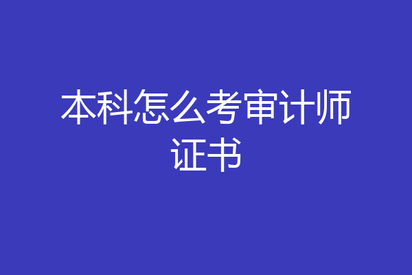 本科怎么考审计师证书