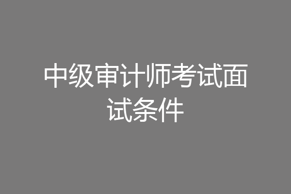 中级审计师考试面试条件