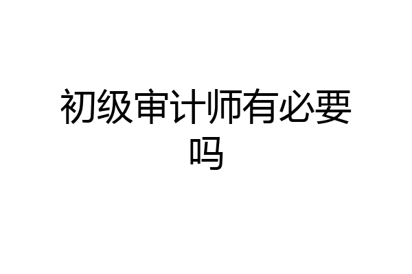 初级审计师有必要吗
