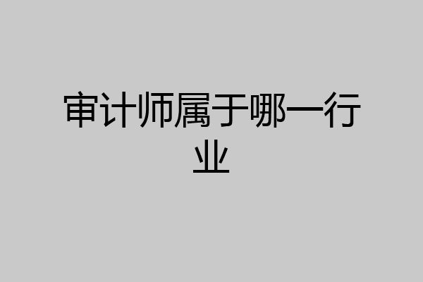 审计师属于哪一行业