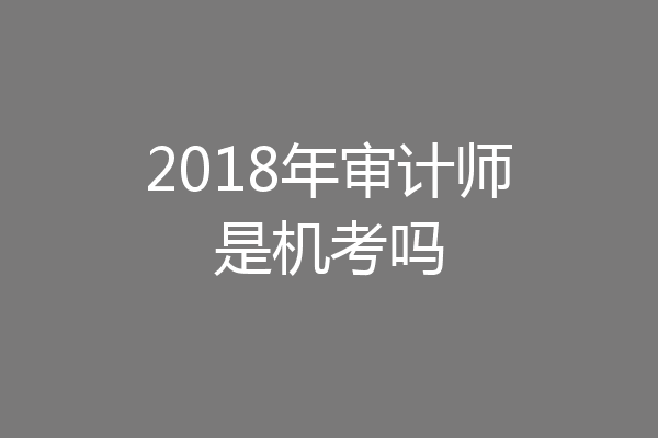 2018年审计师是机考吗