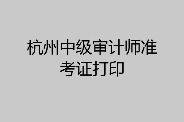 杭州中级审计师准考证打印