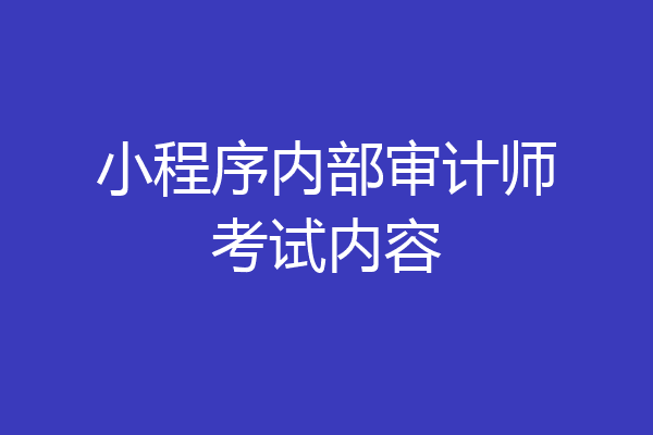 小程序内部审计师考试内容