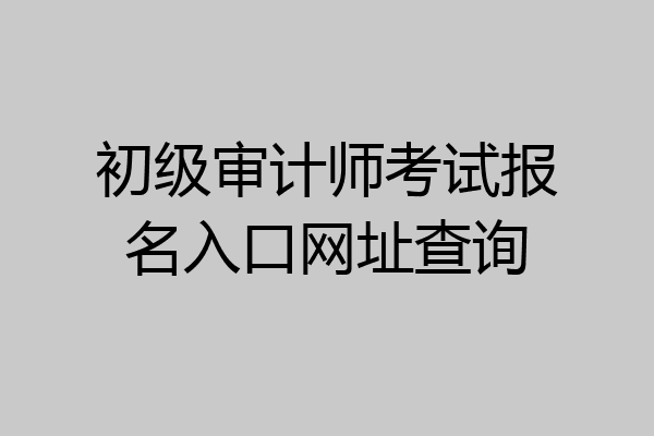 初级审计师考试报名入口网址查询