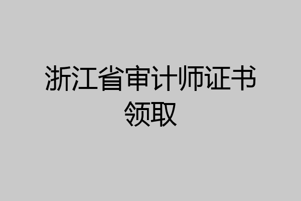 浙江省审计师证书领取