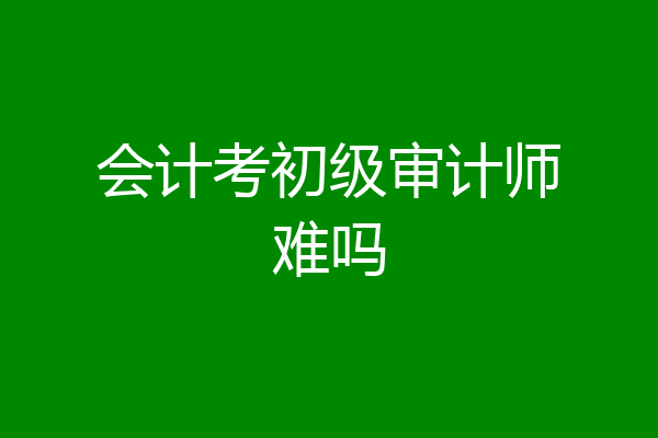 会计考初级审计师难吗