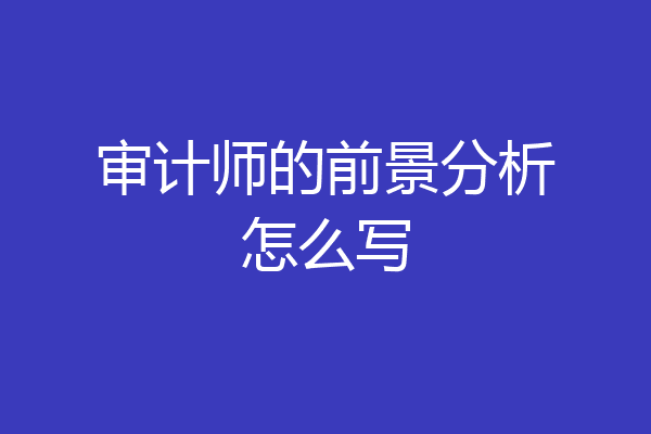审计师的前景分析怎么写