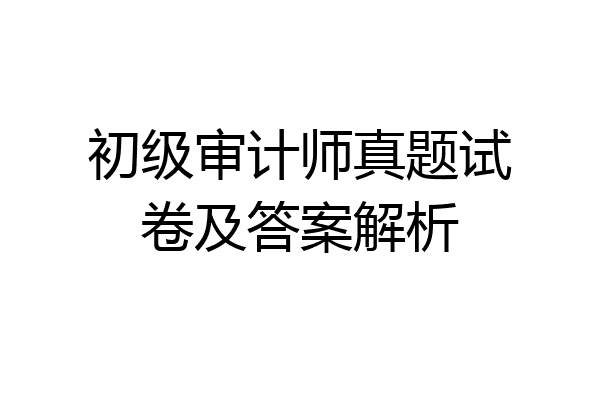 初级审计师真题试卷及答案解析