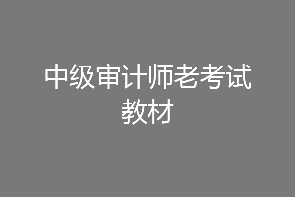 中级审计师老考试教材
