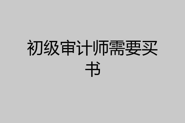初级审计师需要买书