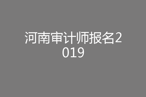 河南审计师报名2019