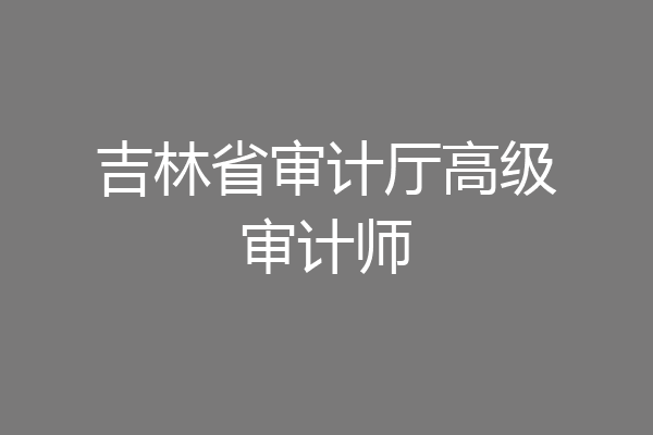 吉林省审计厅高级审计师