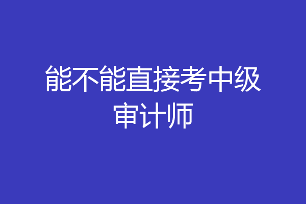 能不能直接考中级审计师